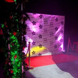 Red Carpet Backdrop at Party