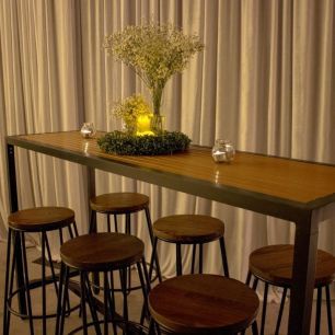 black stools and bar table bench 