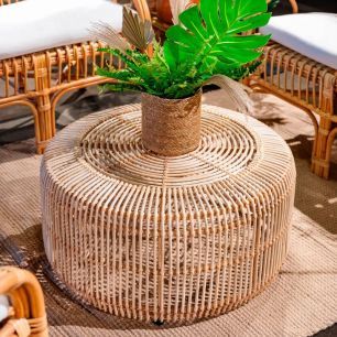 rattan coffee table close up