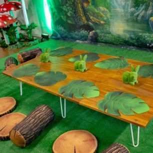 kids enchanted garden themed table