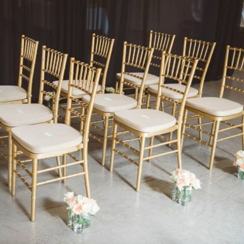 gold tiffany chairs wedding ceremony