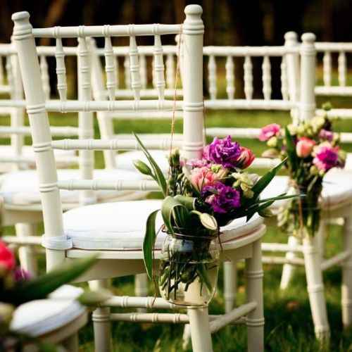 wedding ceremony white tiffany chair close up back 