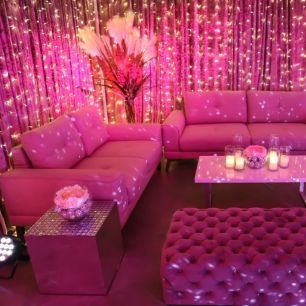 taylor pink sofa in pink themed lounge