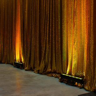 sequin drape with up lighting