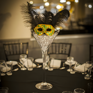 themed table centrepiece masquerade