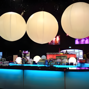 inflatable spheres above bar