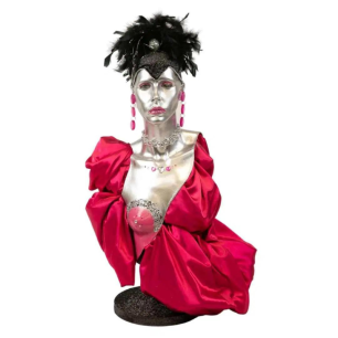 Mannequin - Pink with Black Feather