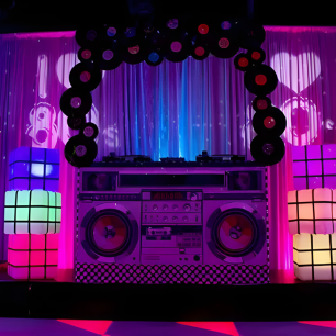 illuminated rubix cube 80s dj booth records