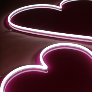 close up of heart neon signs 