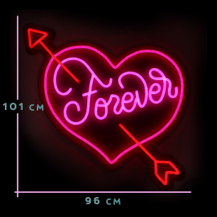 pink forever neon sign with sizes 