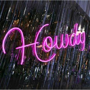 close up howdy led neon sign