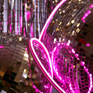 close up of mirror balls and led glow rope