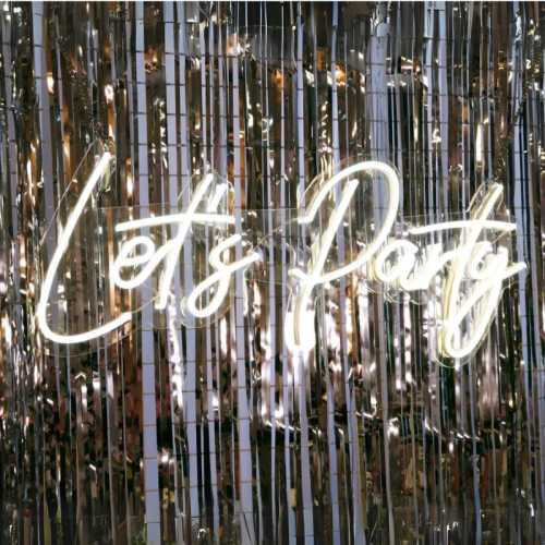 close up lets party led neon sign