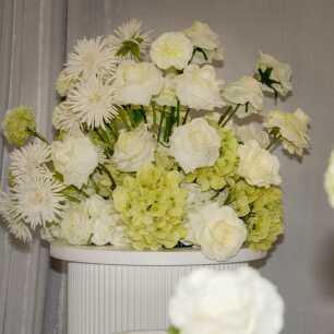 white floral centrepiece