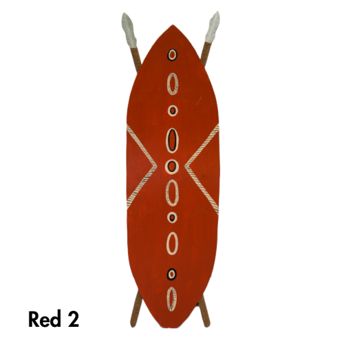 red spotted patterned shield prop