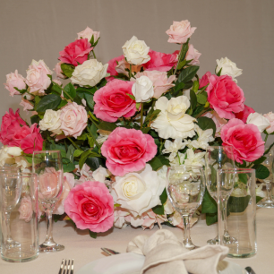 Floral Centrepiece - Mixed Pinks Garden Style