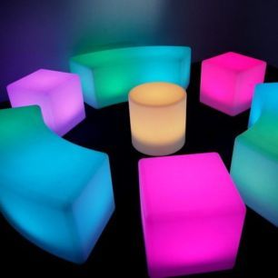 illuminated furniture circle curved bar cubes