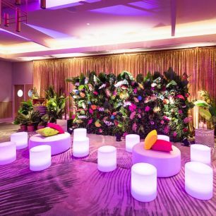 havana nights themed party with glow stools 