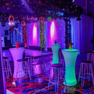 70's themed illuminated high bar table