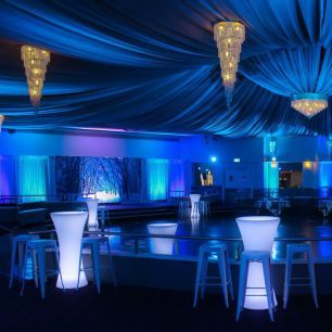 San Remo Ballroom Blue Illuminated High Bar tables