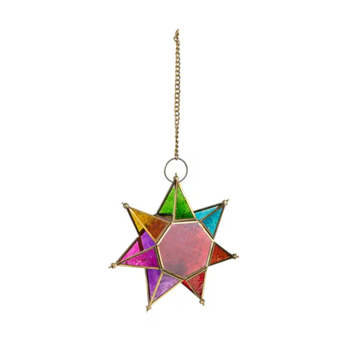 multicoloured hanging star lantern 