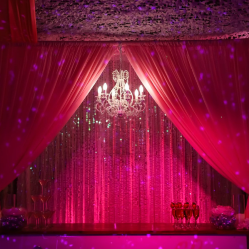 Pink themed party bar with hot pink chiffon