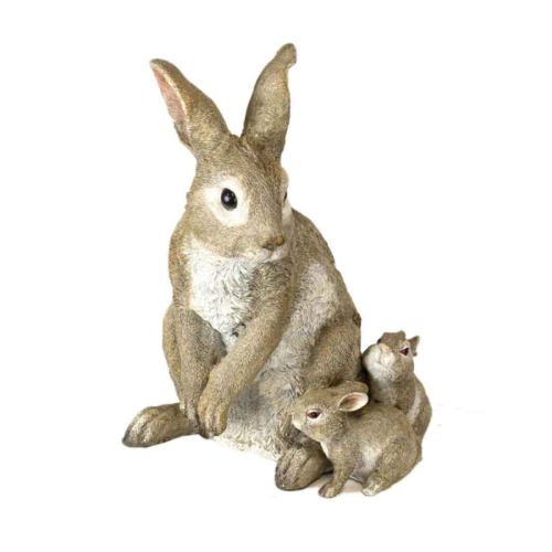 family of ceramic rabbits props