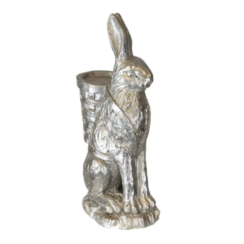 silver bunny rabbit with easter basket on back