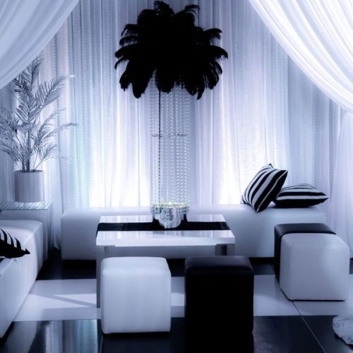 white and black seating set up