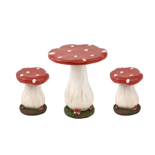 mushroom table and stool 