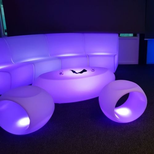 Illuminated Glow Furniture Round Coffee Table And Couches