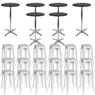 event furniture hire white stools and bar tables