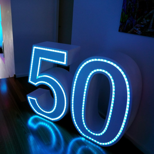 light up numbers 50 blue