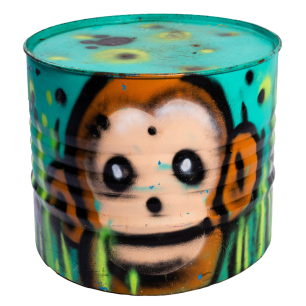 monkey graffiti on a oil drum