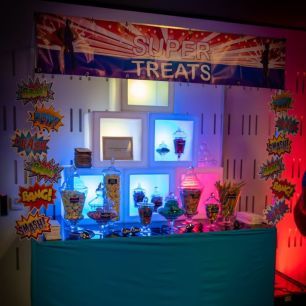 superhero themed candy bar kids party