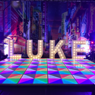 LED Dancefloor with Illuminated globe letters LUKE