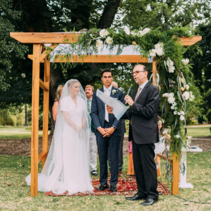 wedding ceremony wooden arch 