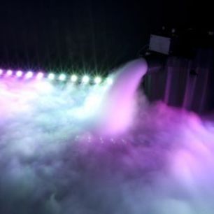dry ice machine purple and blue lighting