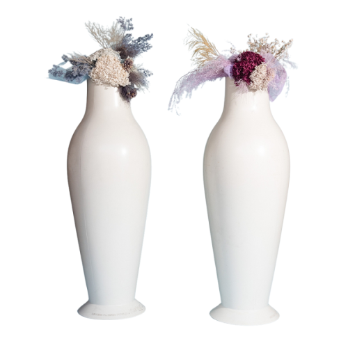 giant white vases with florals 