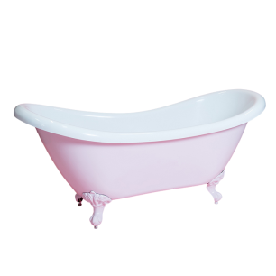 white and pink claw foot bath