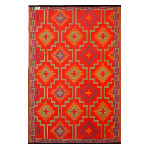 patterned orange rug