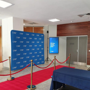 monash media wall and red carpet