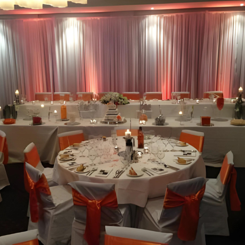 orange themed wedding reception