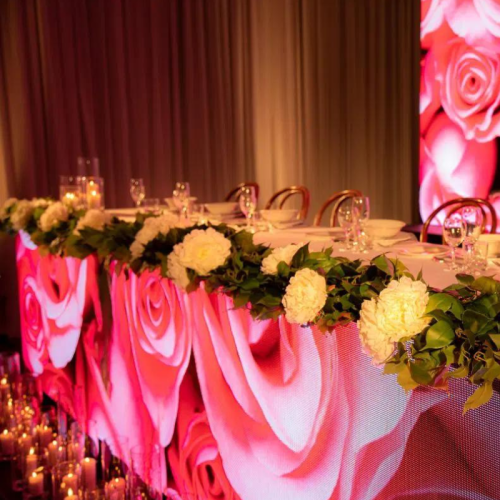 LED screen rose graphic bridal table