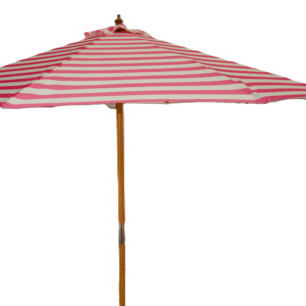 outdoor pink and white striped umbrella
