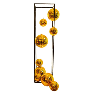 golden disco balls display