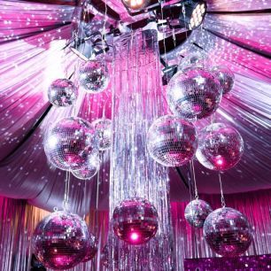 pink hanging mirrorball sparkling mirror