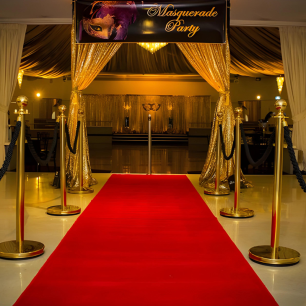 red carpet masquerade party entrance