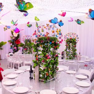 butterfly themed party round tables