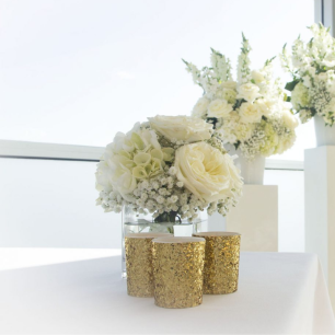 white florals gold glitter tealight holder